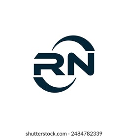 RN logo. R N design. White RN letter. RN, R N letter logo design. Initial letter RN linked circle uppercase monogram logo.