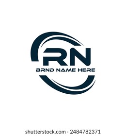 Logo de RN. Diseño R N. Letra RN blanca. Diseño de logotipo de letra RN, R N. Letra inicial RN vinculada círculo mayúscula monograma logo.