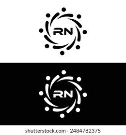 RN logo. R N design. White RN letter. RN, R N letter logo design. Initial letter RN linked circle uppercase monogram logo.