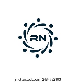 Logo de RN. Diseño R N. Letra RN blanca. Diseño de logotipo de letra RN, R N. Letra inicial RN vinculada círculo mayúscula monograma logo.