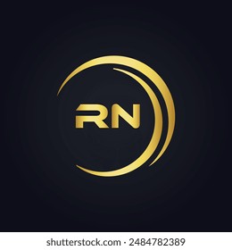 Logo de RN. Diseño R N. Letra RN blanca. Diseño de logotipo de letra RN, R N. Letra inicial RN vinculada círculo mayúscula monograma logo.