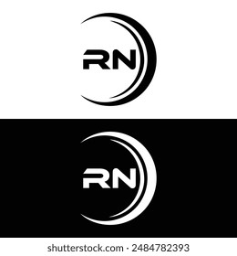 RN logo. R N design. White RN letter. RN, R N letter logo design. Initial letter RN linked circle uppercase monogram logo.