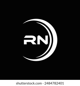 RN logo. R N design. White RN letter. RN, R N letter logo design. Initial letter RN linked circle uppercase monogram logo.