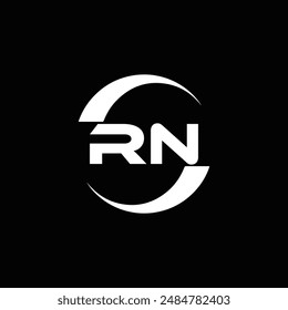 RN logo. R N design. White RN letter. RN, R N letter logo design. Initial letter RN linked circle uppercase monogram logo.