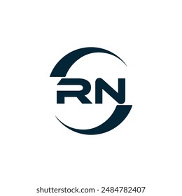 Logo de RN. Diseño R N. Letra RN blanca. Diseño de logotipo de letra RN, R N. Letra inicial RN vinculada círculo mayúscula monograma logo.