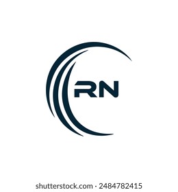 RN logo. R N design. White RN letter. RN, R N letter logo design. Initial letter RN linked circle uppercase monogram logo.