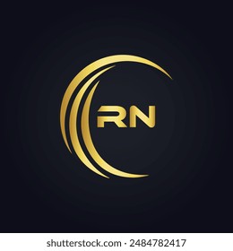 Logo de RN. Diseño R N. Letra RN blanca. Diseño de logotipo de letra RN, R N. Letra inicial RN vinculada círculo mayúscula monograma logo.