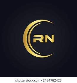 Logo de RN. Diseño R N. Letra RN blanca. Diseño de logotipo de letra RN, R N. Letra inicial RN vinculada círculo mayúscula monograma logo.