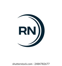 Logo de RN. Diseño R N. Letra RN blanca. Diseño de logotipo de letra RN, R N. Letra inicial RN vinculada círculo mayúscula monograma logo.