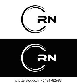 Logo de RN. Diseño R N. Letra RN blanca. Diseño de logotipo de letra RN, R N. Letra inicial RN vinculada círculo mayúscula monograma logo.