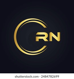 Logo de RN. Diseño R N. Letra RN blanca. Diseño de logotipo de letra RN, R N. Letra inicial RN vinculada círculo mayúscula monograma logo.