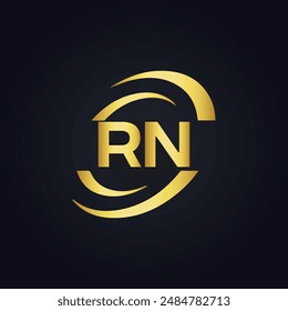 Logo de RN. Diseño R N. Letra RN blanca. Diseño de logotipo de letra RN, R N. Letra inicial RN vinculada círculo mayúscula monograma logo.