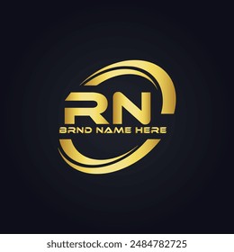 Logo de RN. Diseño R N. Letra RN blanca. Diseño de logotipo de letra RN, R N. Letra inicial RN vinculada círculo mayúscula monograma logo.