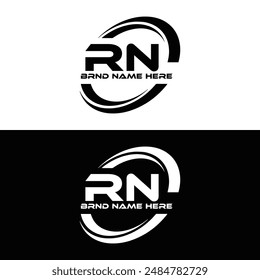 Logo de RN. Diseño R N. Letra RN blanca. Diseño de logotipo de letra RN, R N. Letra inicial RN vinculada círculo mayúscula monograma logo.