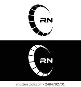 Logo de RN. Diseño R N. Letra RN blanca. Diseño de logotipo de letra RN, R N. Letra inicial RN vinculada círculo mayúscula monograma logo.