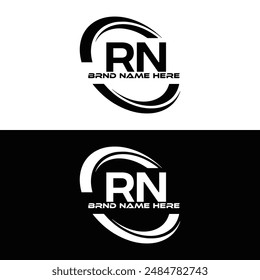 Logo de RN. Diseño R N. Letra RN blanca. Diseño de logotipo de letra RN, R N. Letra inicial RN vinculada círculo mayúscula monograma logo.