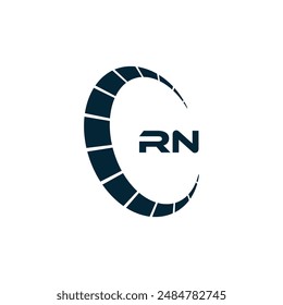 RN logo. R N design. White RN letter. RN, R N letter logo design. Initial letter RN linked circle uppercase monogram logo.