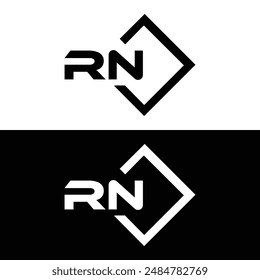 Logo de RN. Diseño R N. Letra RN blanca. Diseño de logotipo de letra RN, R N. Letra inicial RN vinculada círculo mayúscula monograma logo.