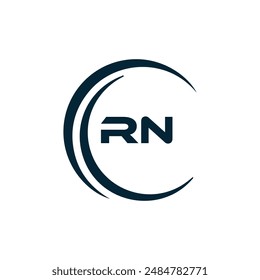 RN logo. R N design. White RN letter. RN, R N letter logo design. Initial letter RN linked circle uppercase monogram logo.