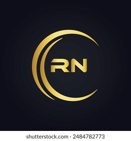 Logo de RN. Diseño R N. Letra RN blanca. Diseño de logotipo de letra RN, R N. Letra inicial RN vinculada círculo mayúscula monograma logo.