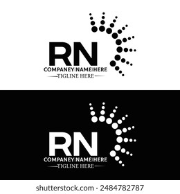 Logo de RN. Diseño R N. Letra RN blanca. Diseño de logotipo de letra RN, R N. Letra inicial RN vinculada círculo mayúscula monograma logo.