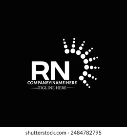 Logo de RN. Diseño R N. Letra RN blanca. Diseño de logotipo de letra RN, R N. Letra inicial RN vinculada círculo mayúscula monograma logo.