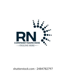 Logo de RN. Diseño R N. Letra RN blanca. Diseño de logotipo de letra RN, R N. Letra inicial RN vinculada círculo mayúscula monograma logo.