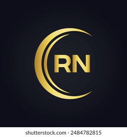 Logo de RN. Diseño R N. Letra RN blanca. Diseño de logotipo de letra RN, R N. Letra inicial RN vinculada círculo mayúscula monograma logo.