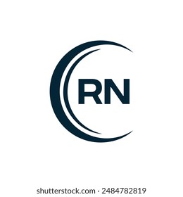 Logo de RN. Diseño R N. Letra RN blanca. Diseño de logotipo de letra RN, R N. Letra inicial RN vinculada círculo mayúscula monograma logo.