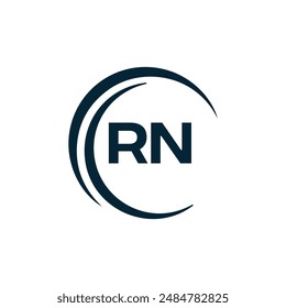 Logo de RN. Diseño R N. Letra RN blanca. Diseño de logotipo de letra RN, R N. Letra inicial RN vinculada círculo mayúscula monograma logo.