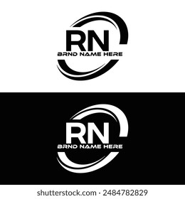 RN logo. R N design. White RN letter. RN, R N letter logo design. Initial letter RN linked circle uppercase monogram logo.