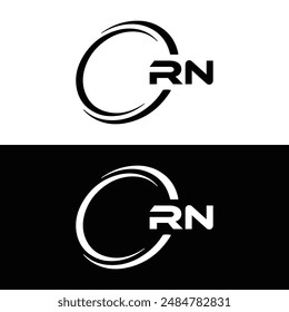 RN logo. R N design. White RN letter. RN, R N letter logo design. Initial letter RN linked circle uppercase monogram logo.