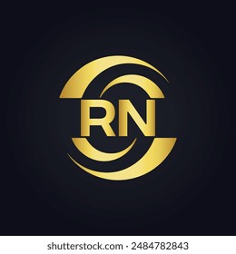 Logo de RN. Diseño R N. Letra RN blanca. Diseño de logotipo de letra RN, R N. Letra inicial RN vinculada círculo mayúscula monograma logo.