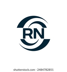 Logo de RN. Diseño R N. Letra RN blanca. Diseño de logotipo de letra RN, R N. Letra inicial RN vinculada círculo mayúscula monograma logo.