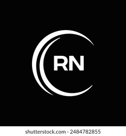RN logo. R N design. White RN letter. RN, R N letter logo design. Initial letter RN linked circle uppercase monogram logo.