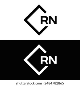 Logo de RN. Diseño R N. Letra RN blanca. Diseño de logotipo de letra RN, R N. Letra inicial RN vinculada círculo mayúscula monograma logo.