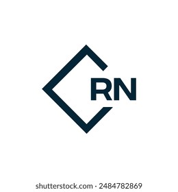 Logo de RN. Diseño R N. Letra RN blanca. Diseño de logotipo de letra RN, R N. Letra inicial RN vinculada círculo mayúscula monograma logo.