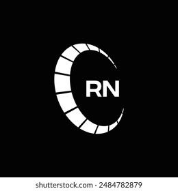 Logo de RN. Diseño R N. Letra RN blanca. Diseño de logotipo de letra RN, R N. Letra inicial RN vinculada círculo mayúscula monograma logo.