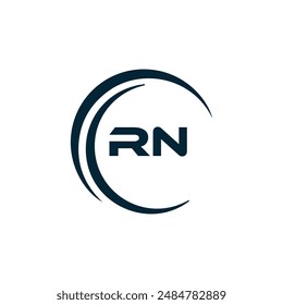 RN logo. R N design. White RN letter. RN, R N letter logo design. Initial letter RN linked circle uppercase monogram logo.