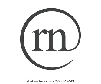 RN logo from two letter with circle shape email sign style. R and N round logotype of business company for brand identity.