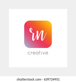 RN logo, vector. Useful as branding, app icon, alphabet combination, clip-art.