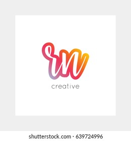 RN logo, vector. Useful as branding, app icon, alphabet combination, clip-art.