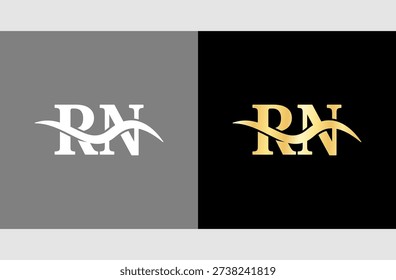 RN Luxurious Logo with Powerful and Stable Feel for Trusted Services. Isolated on white background.