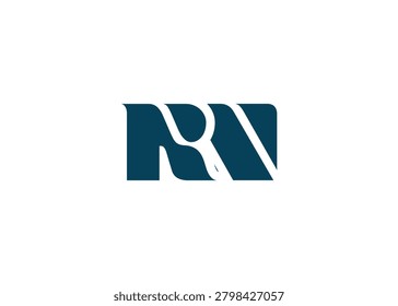 RN Minimal Monogram Logo Design. Clean, modern and professional emblem with flowing wave-like curves.