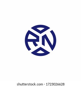 Logotipo de monograma RN con formas abstractas en una plantilla de diseño de estilo moderno