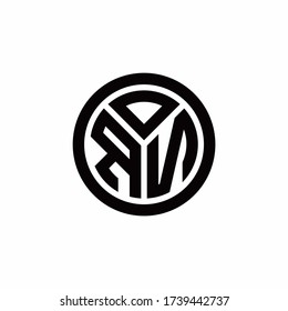 RN monogram logo with circle outline design template isolated on white background