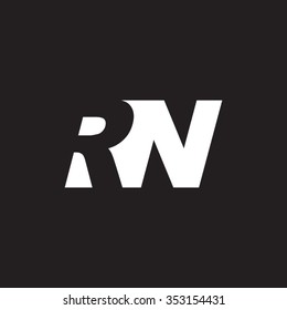 RN negative space letter logo black background