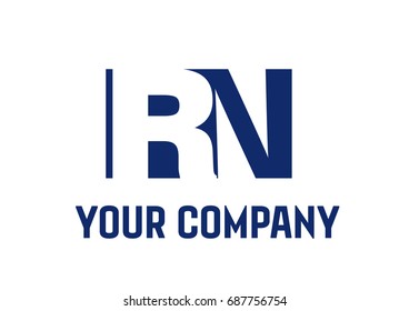  RN Negative Space Square Swoosh Letter Logo