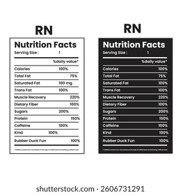 RN Nutrition facts ,label design template, nutrition facts information, nutrition Label 