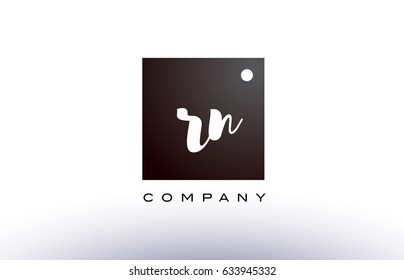 RN R N black white handwritten handwriting alphabet company letter logo square design template dot dots creative abstract